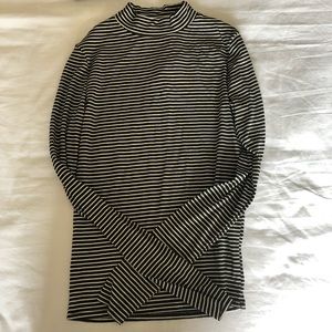 Zara thin black and white striped mock neck